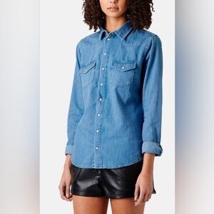 Topshop Moto Western-Style Denim Shirt